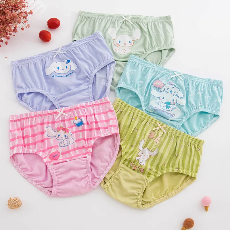 5Pcs Sanrio Children Underwear Kawaii Cinnamoroll Cartoon Anime Cute Student Breathable Comfort Antibacterial Boxed for Kids