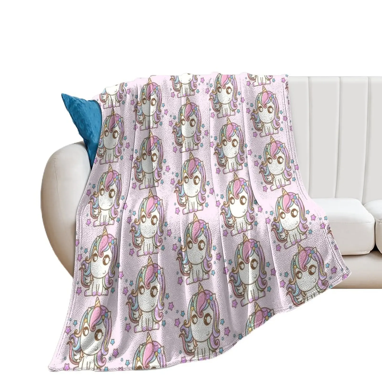 

Kawaii Unicorn Rainbow Twinkle Stars Throw Blanket Extra Large Throw warm winter Flannel Fabric anime Blankets