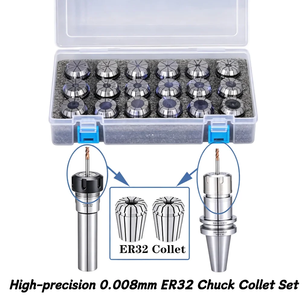 High-precision 0.008mm  ER32 Collet Set ER32 ER Chuck Collet Set, Used for Tool Holder Bracket Tool Extension Rod