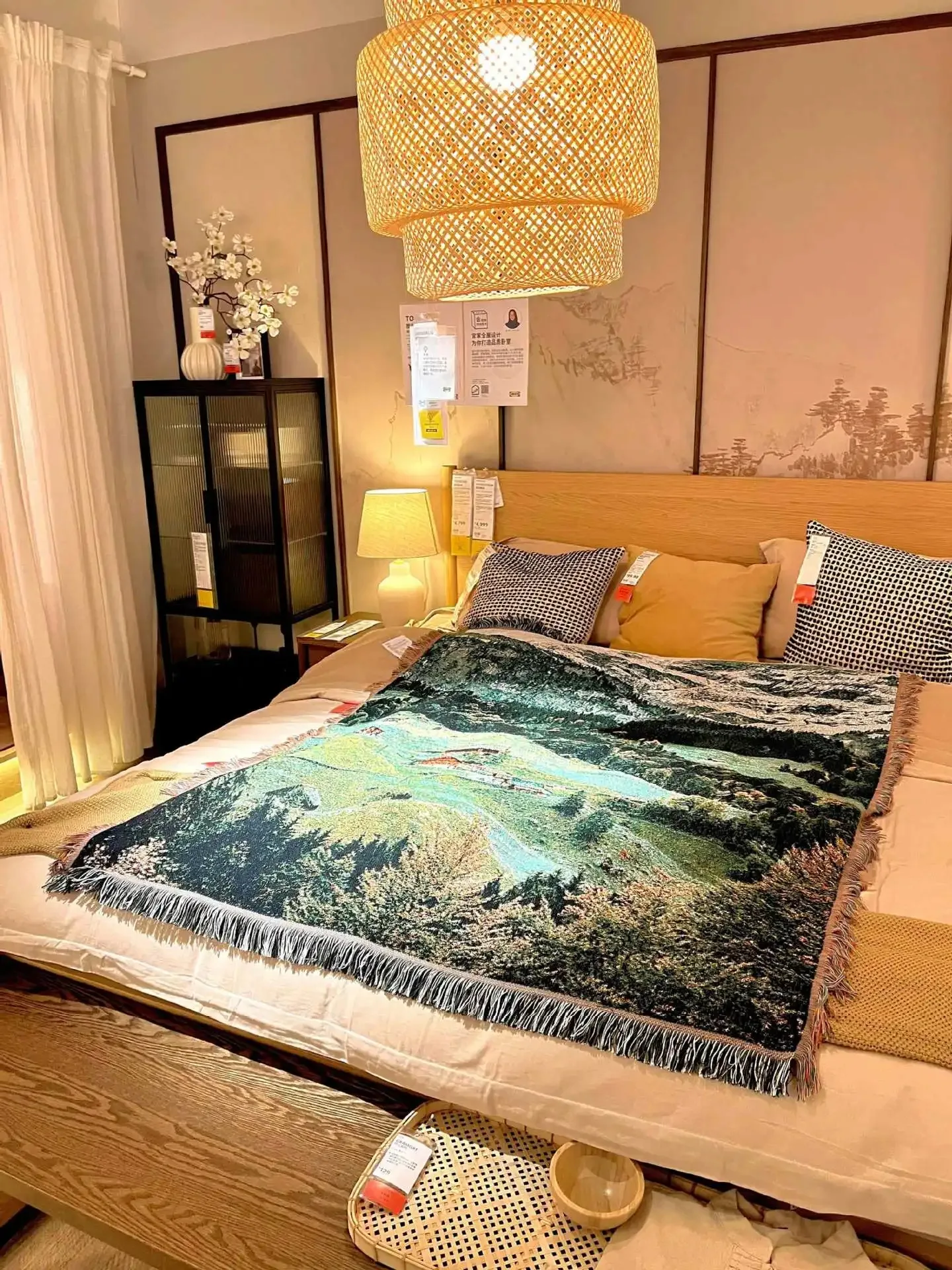Snow Mountain Forest Cotton Woven Tapestry 80x100cm 130x160cm Bedroom Decorative Hanging Cloth Cabinet Cover Towel Home Decor