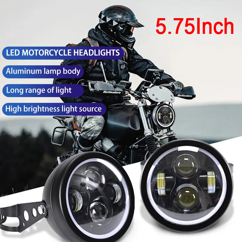 

Motorcycle 5.75" Inch Led Headlight Round For Harley Sportster Cafe Racer Bobber Yamaha Honda Suzuki Custom Universal Headlamp