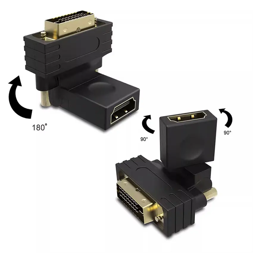 HDMI-متوافق مع DVI 24 + 1 دبوس محول 360 درجة للتدوير HD 4K 1080P أنثى إلى ذكر محول محول لجهاز عرض تلفزيون الكمبيوتر