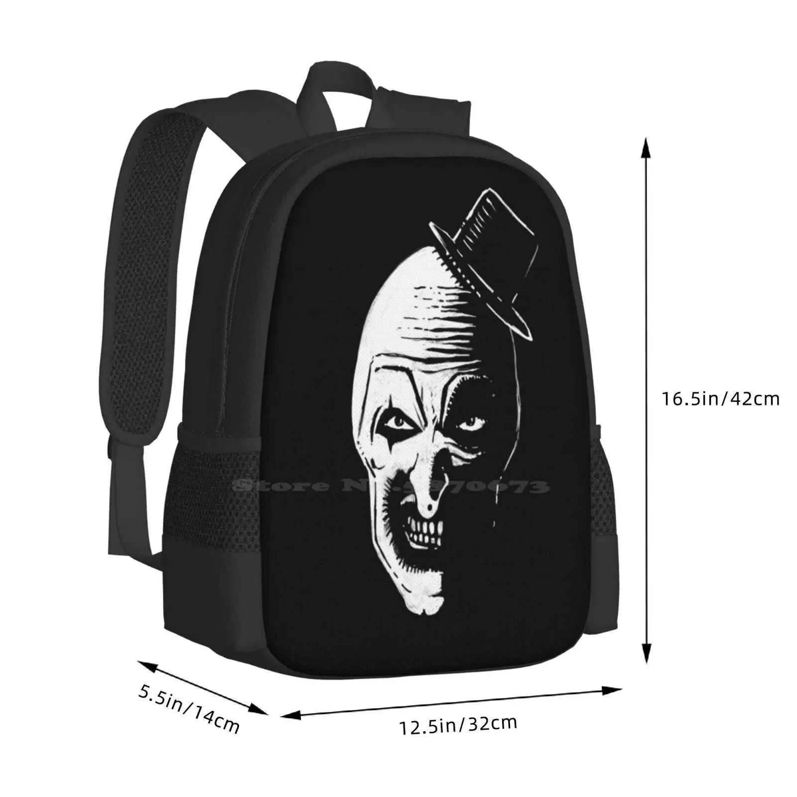 Art The Clown The Creepy Hot Sale Schoolbag Backpack Fashion Bags Terrifier 2 Art The Clown From Terrifier Horror Art Creepy