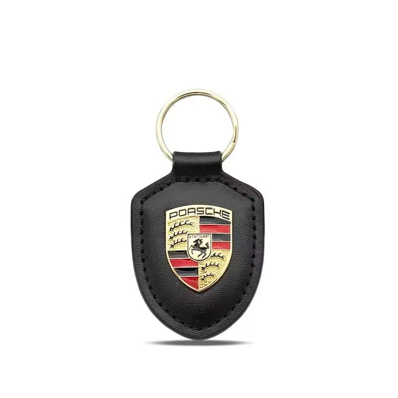 PU Leather Car Lanyard Keychain Men Women Shield modeling Key Ring Jewelry For Porsche Boxster Cayman Cayenne 911 Macan Panamera