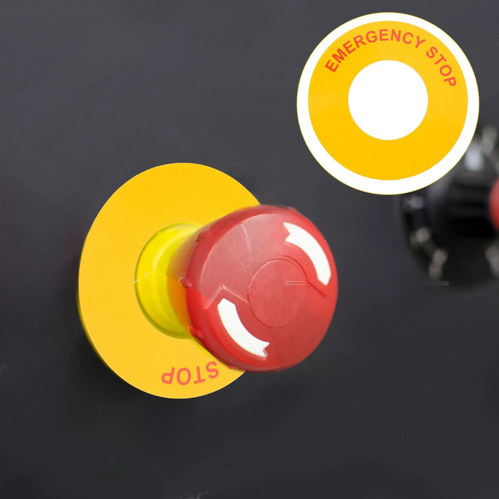 4Pcs Emergency Stop Label Stickers Strong Adhesion Waterproof Peel and Stick for Factory Home Machine Safety Sign Decals