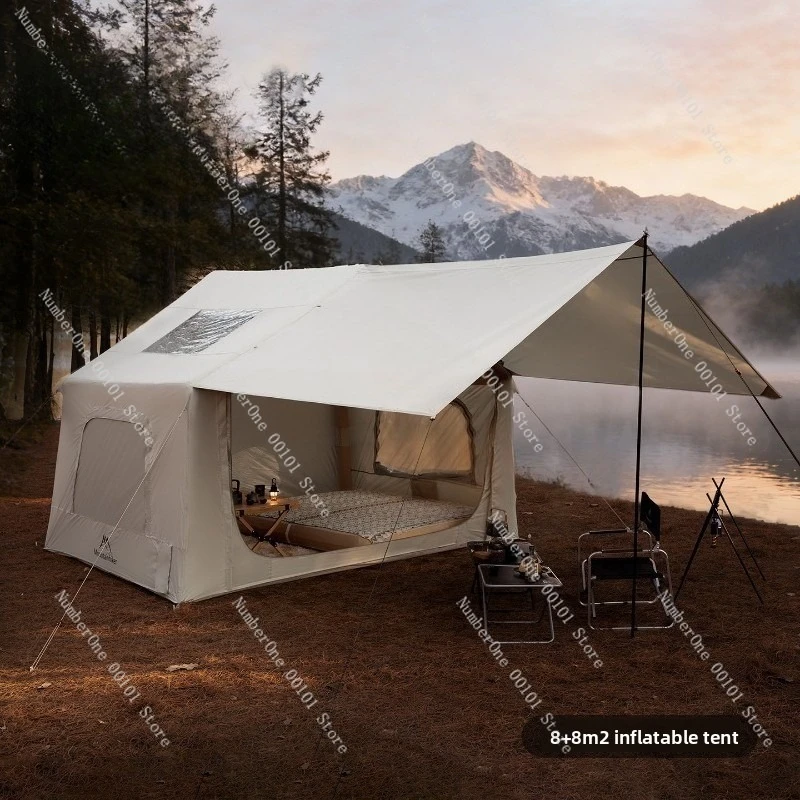 Mountainhiker 8+8㎡ Waterproof Inflatable Cabin Tent Large Capacity Outdoor Family Camping Tent With Awning