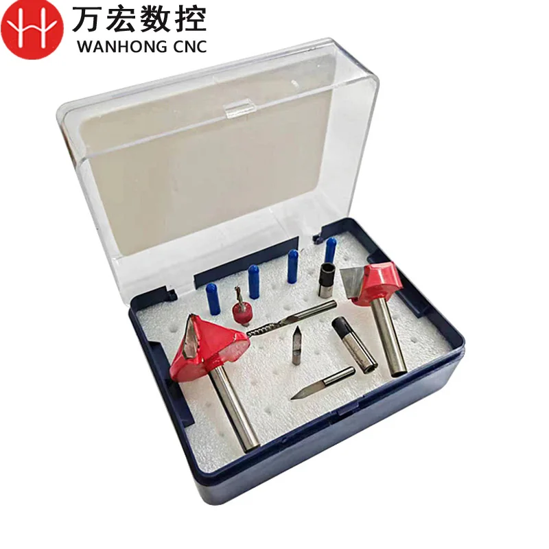 Инструменты для резьбы с плоским дном с ЧПУ, 12 шт., наборы, гравировальный бит, полировальный фрезерный станок