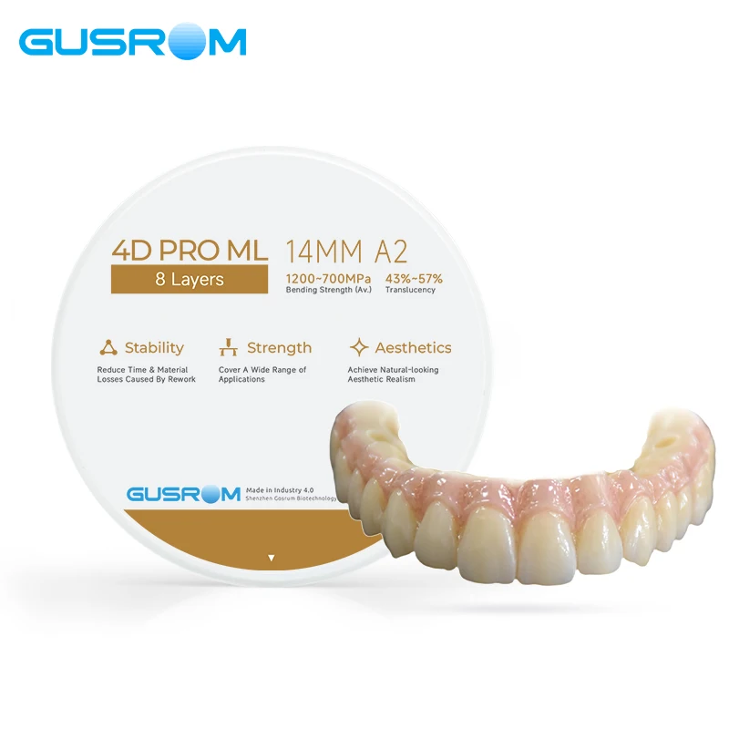 4D Pro A1 A2 A3 Colors Zirconia Block 98mm Dental Lab Multilayer  Zirconia Disc for CAD CAM Disc Aesthetic Crown Bridge Veneer