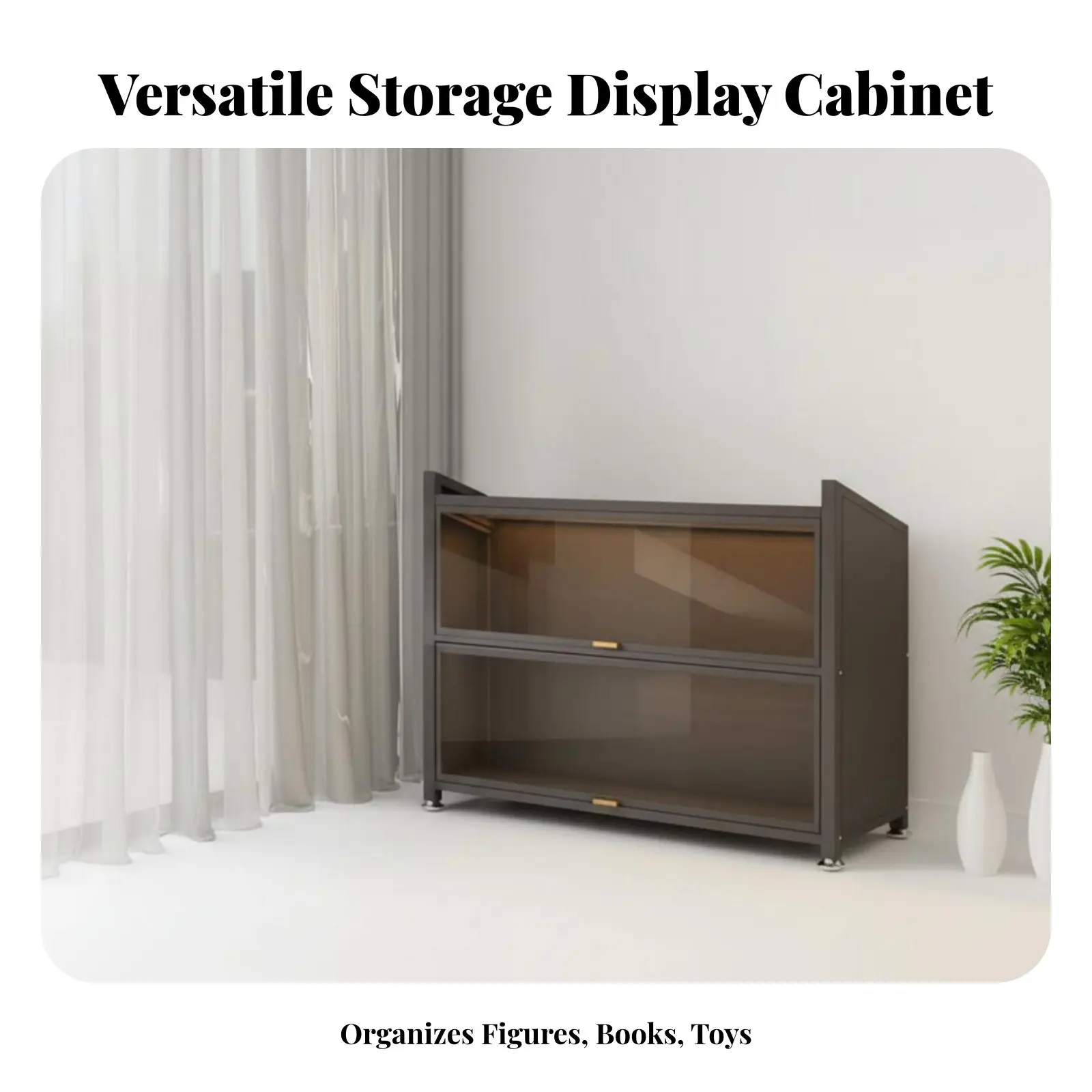 Figurine Display Cabinet Debris-Resistant Resistant Design Display Cabinet with Transparent Doors Glass Door Shelving Unit view 4