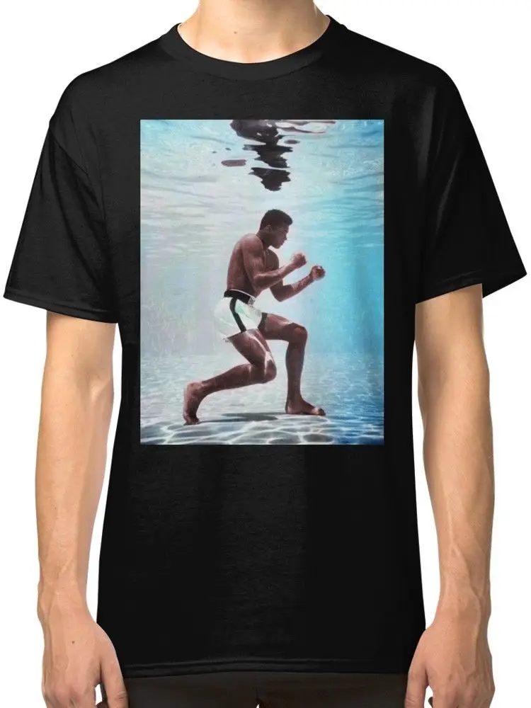 Muhammad Ali Underwater Men'S Black Tees Shirt Clothing Cotton Tee Shirts for Men Tee Shirt Short Sleeve Tops Hip Hop Clothes