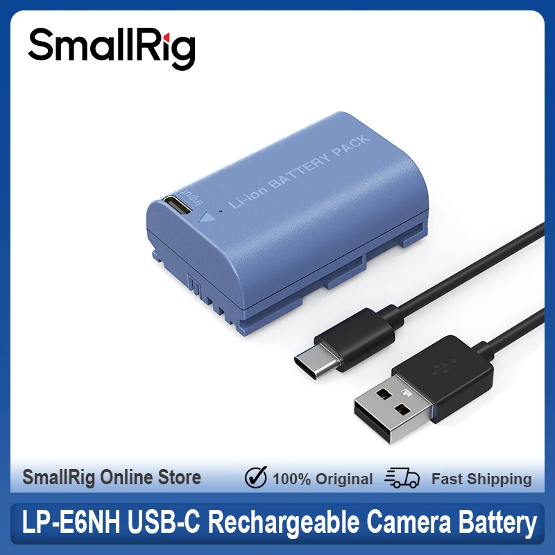 SmallRig LP-E6NH USB-C Rechargeable Camera Battery 2400mAh for Canon R6 Mark II R5 C 5D II III IV 6D 7D 60D 70D 80D 90D Camera