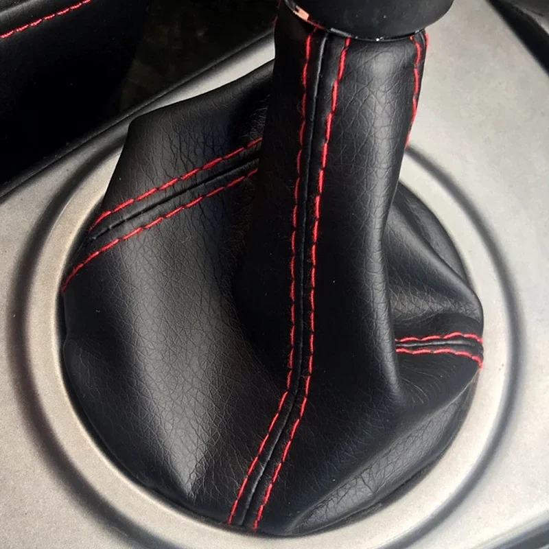 PU Leather Car Gear Shift Collar Universal Auto Interior Decoration Waterproof Dustproof Shift Boot Cover Red Yellow Blue Black