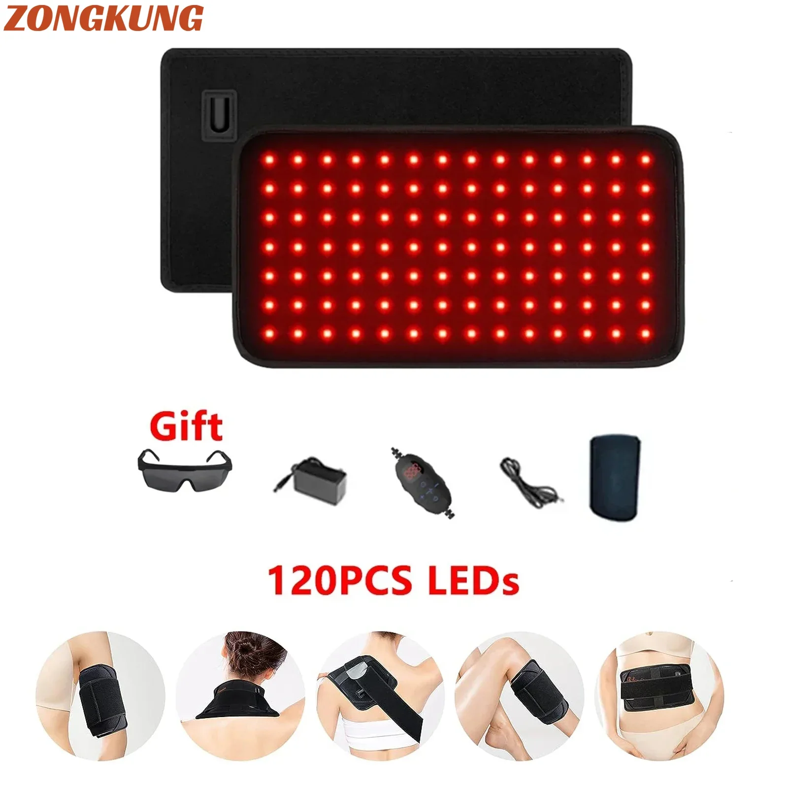 120PCS LED Infrared Light Therapy Pad for Body Pain Deep Therapy for Back Knee Hands Feet Relief Portable 660nm 850nm Home Pad