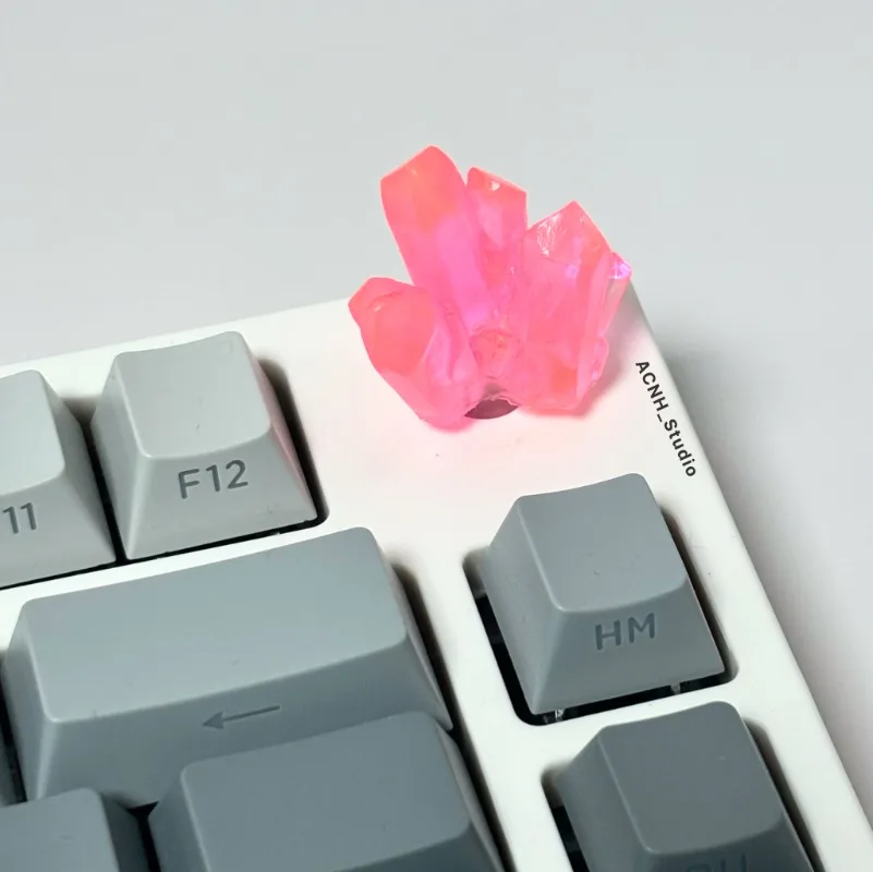 Cute Luminous Crystal Keycaps, Botão de Resina Transparência, Custom Key Caps para NJ80, F75 Acessórios Teclado Gaming Mecânica