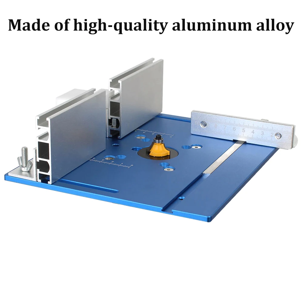 Aluminium Router Table Insert Plate Woodworking Trimmer Electric Wood Milling Flip Plate With Miter Gauge for DIY Working Benche