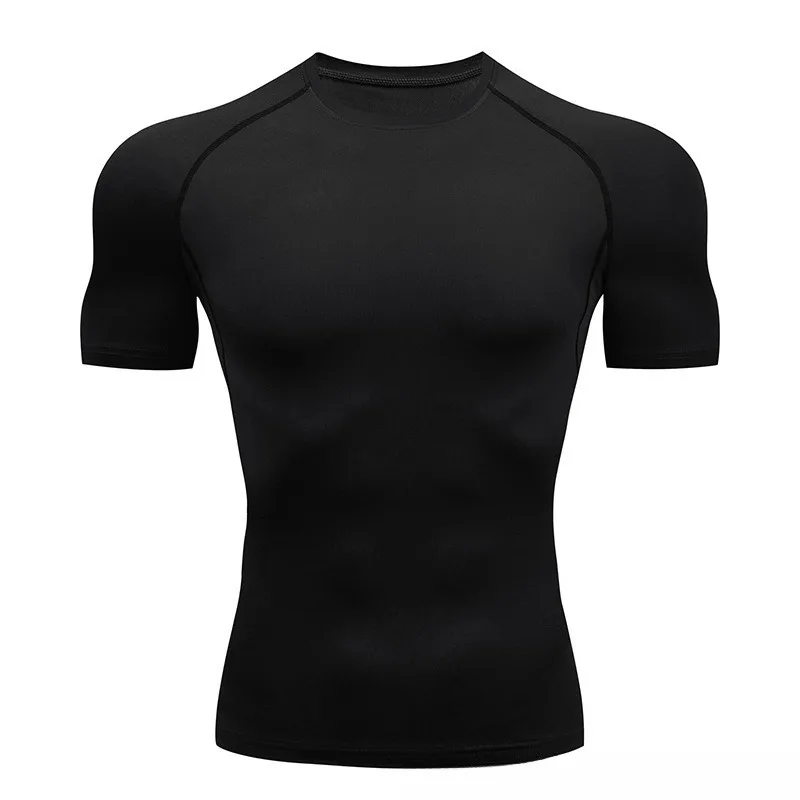 Men's Quick Dry Short Sleeve Fitness T-Shirt Outdoor Sports Running Yoga Tight Fitting Stretch Training Pro Clothing