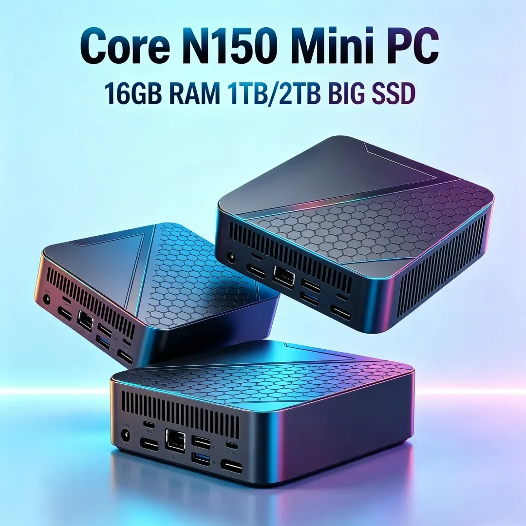 

2026 Student Office Smooth Mini PC Core N150 WIFI6 BT5.2 Portable 16GB RAM 1TB/2TB SSD Fast Light Gaming