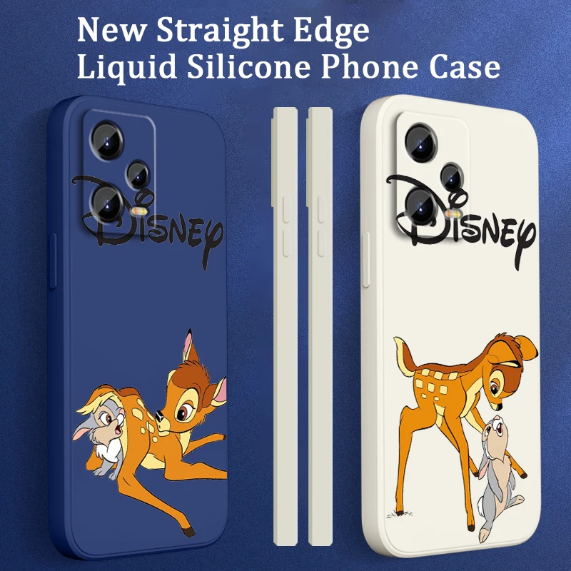 

Bambi Disney Cartoon Liquid Left Rope For Xiaomi Redmi Note 13 12 12S 12R 11 11T 11S 10 10S Pro Plus 5G TPU Phone Case