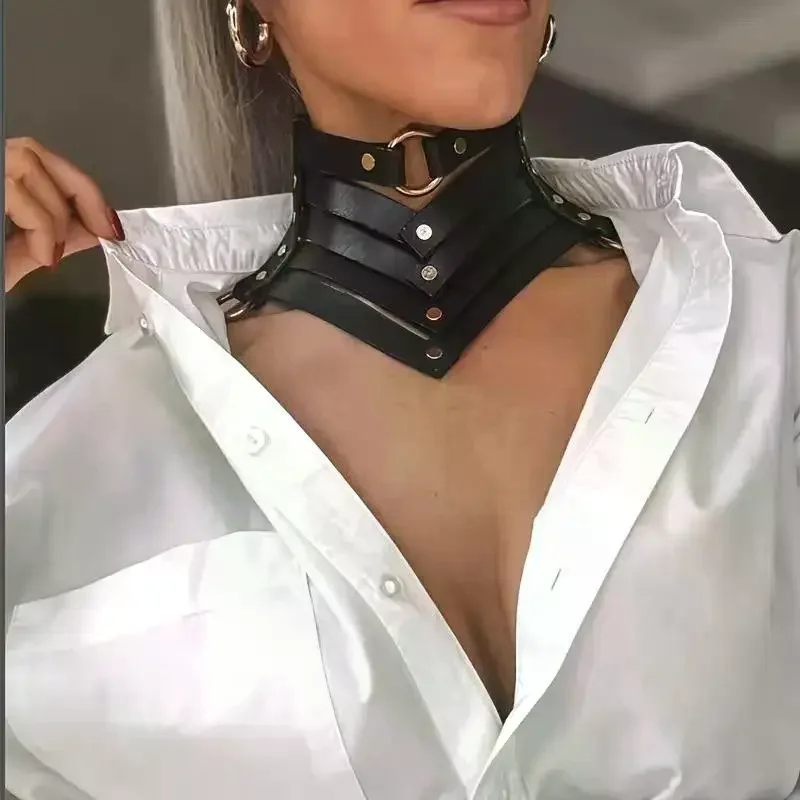 Black Sexy Trendy Rock Gothic Collar Necklaces Jewelry Gothic Leather Belt Rivets Harajuku Punk Choker Necklace For Women Gift