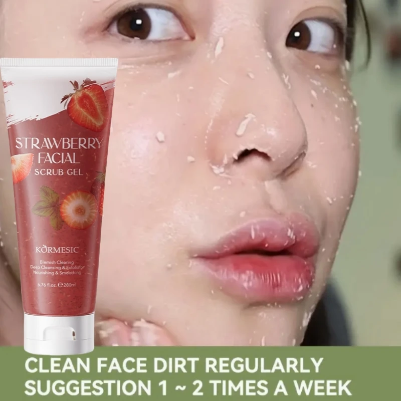 جل مقشر الفراولة 200 مل، غني بمستخلص الفراولة، تركيبة خالية من الكحول، يفرك بلطفًا لتقشير الجسم بشكل بلطف، غير مهيج، نتائج ممتازة، يحافظ على البشرة باللون الأبيض والناعم، مناسبة للمنزل والسفر.