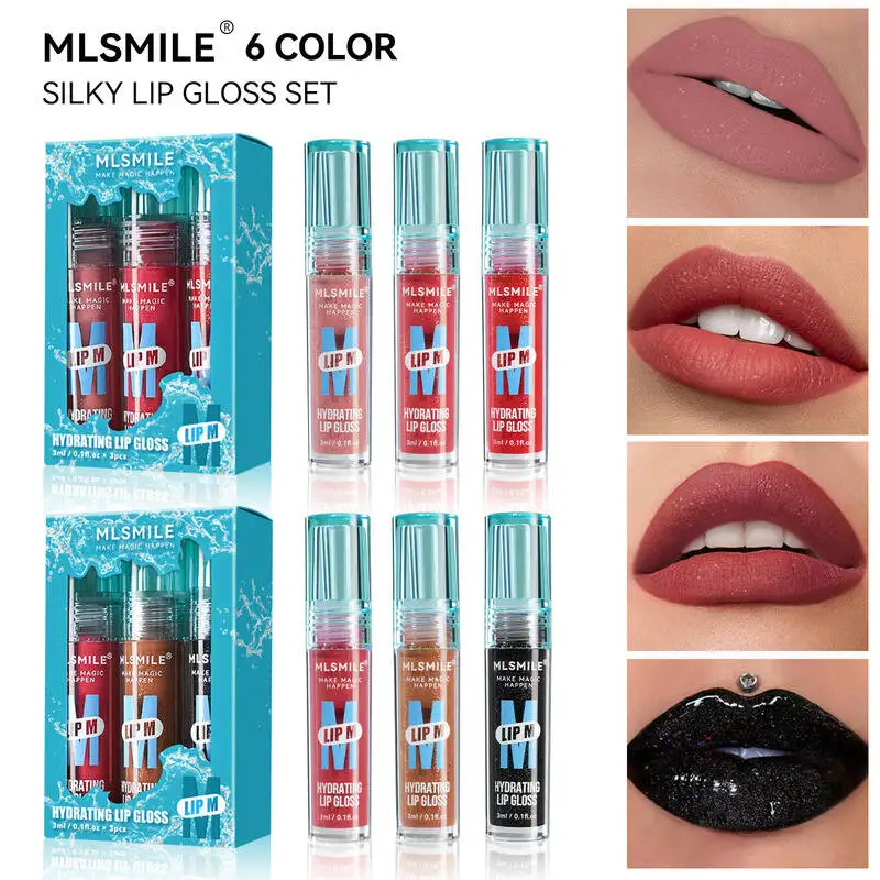 MLSMILE スモールブルーボトル ノンスティックカップグレイズ セクシーヌードパールグロス セット3個入り リップ