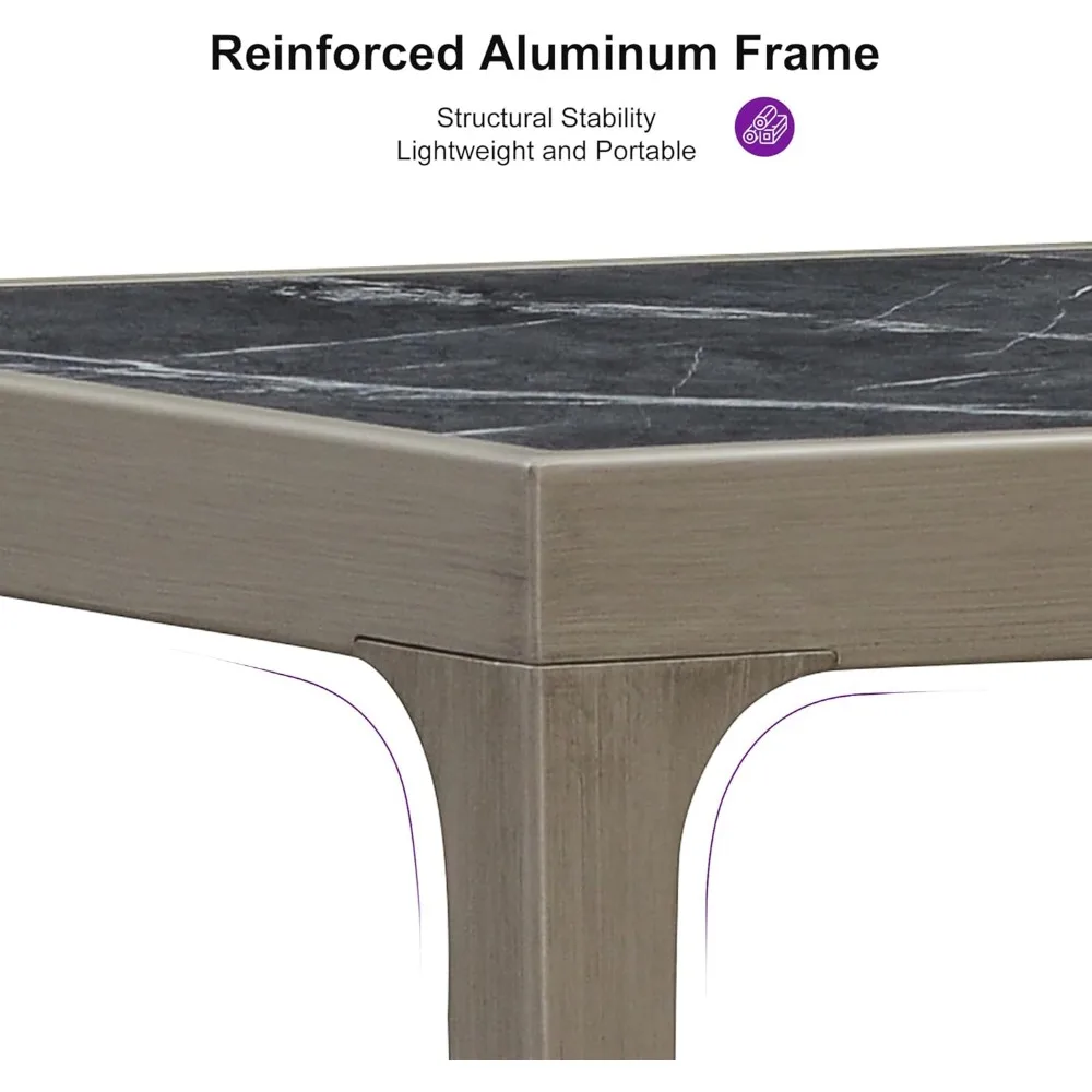 Bar Height Table Retangular Patio Dining Coffee Kitchen Breakfast Bistro Outdoor Pub Bar Table for Garden Balcony, Light Grey