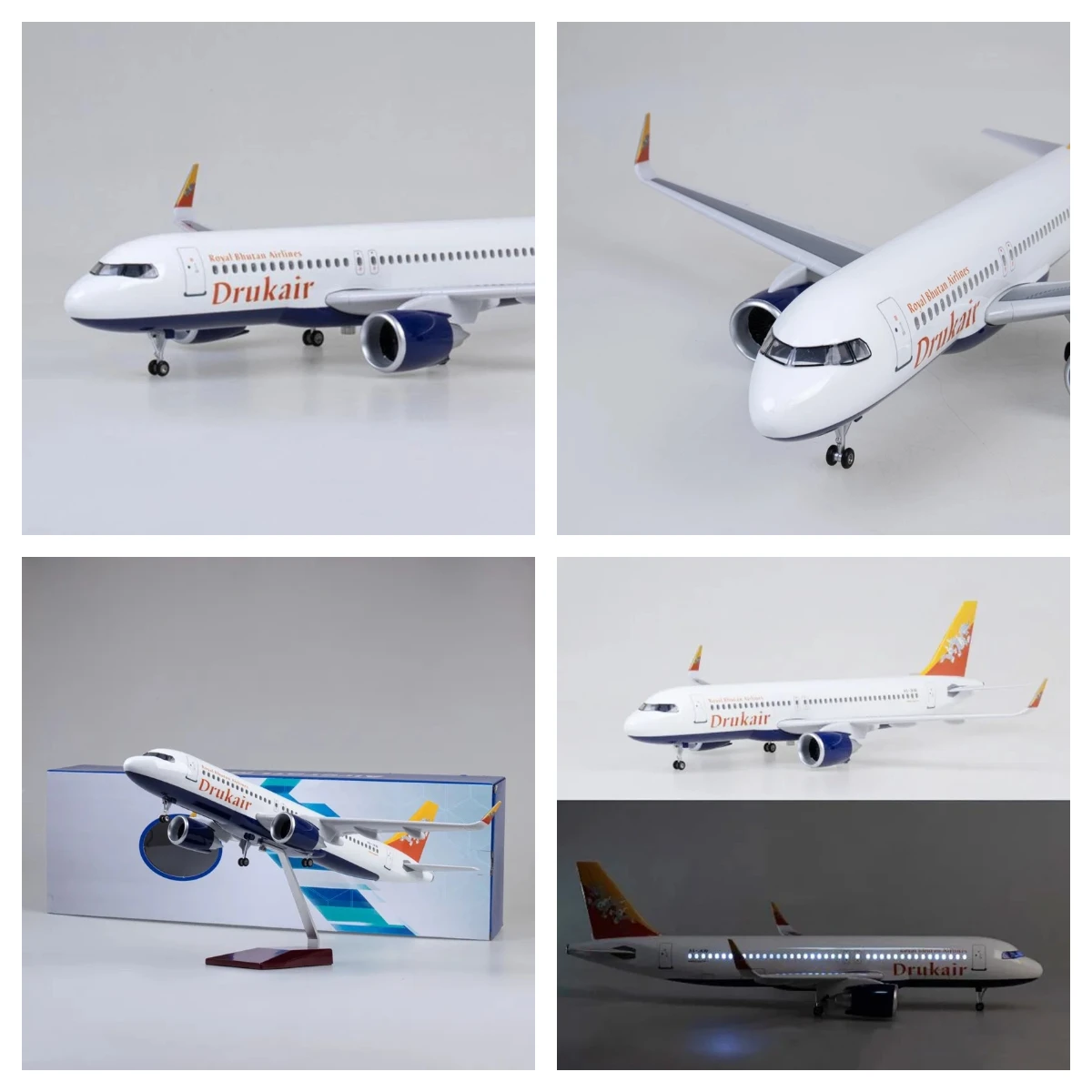 

47CM 1/80 Airplane 320NEO A320 NEO Air Bhutan Drukair Airlines Model Light & Wheel Landing Gear Diecast Resin Plane Model (with