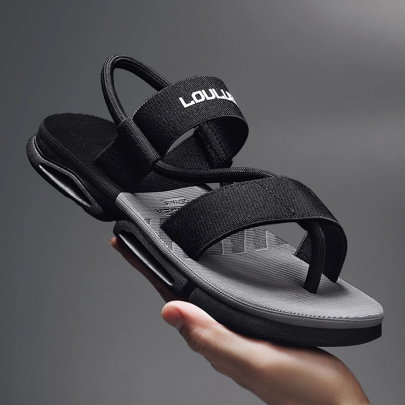 Men's beach shoes sandals summer men's outdoor fashion trend non slip slippers outdoor dual-use split toe slippers elastic band