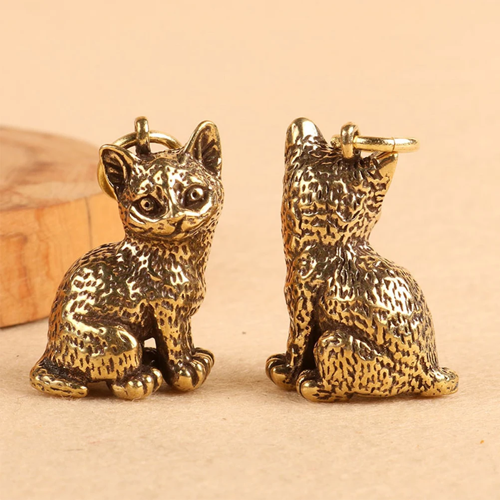 

4 Pcs Brass Cat Pendant Vintage Small Craft Hanging Decor DIY Keychain Charms Jewelry Making Accessories Animal Pendants H made