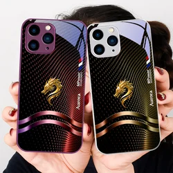 Platinum Light China Golden Dragon For Iphone 15 14 13 12 11 Pro Max XS XR 7 8 Plus 2020 2022 SE Tempered Glass Phone Case