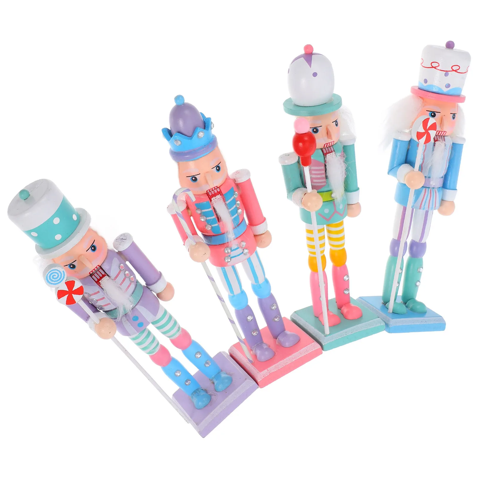 

4Pcs Christmas Nutcracker Wooden Soldier Traditional Xmas Decoration Desktop Wood Nutcracker Ornaments Holiday Home Decor