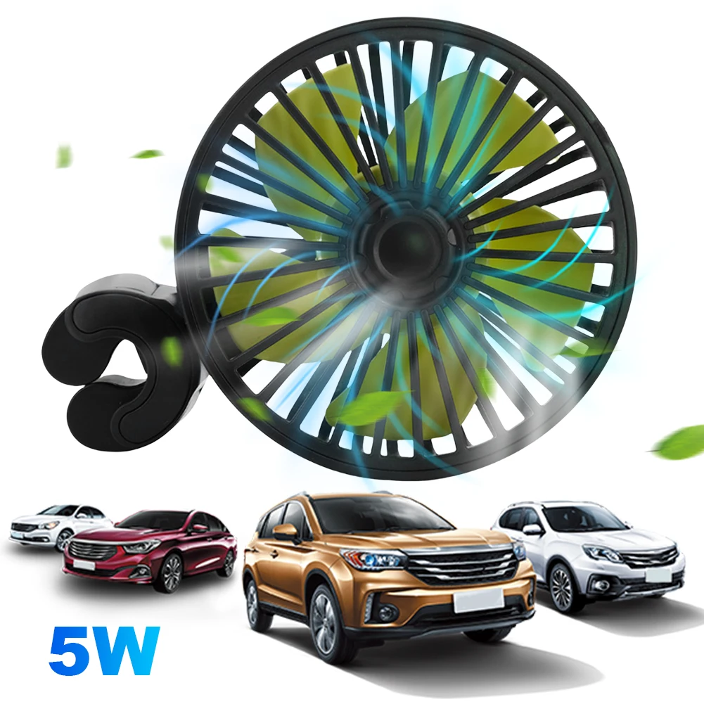 USB سيارة مسند الرأس بالمقعد مروحة 360 تدوير التبريد المقعد الخلفي مروحة السيارة الخلفية مسند الرأس مروحة لجميع السيارات مركبة جيب فان RV شاحنة #1