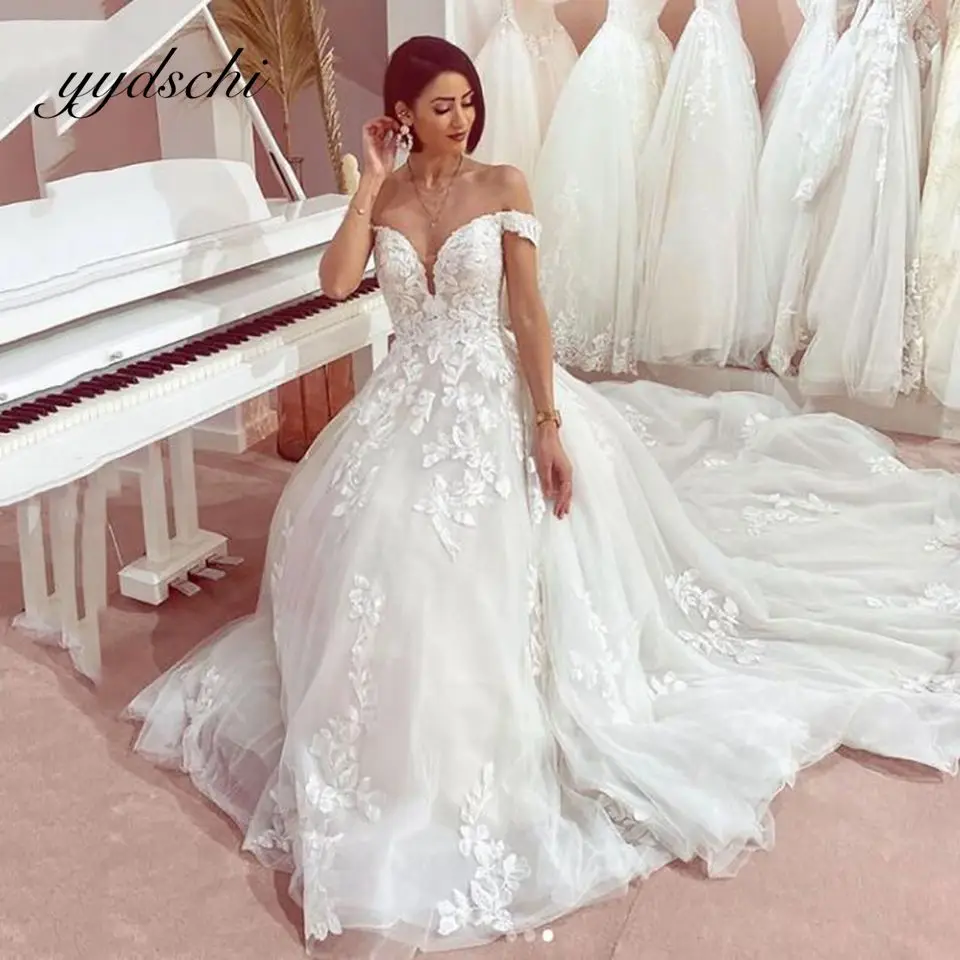 

yydschi Lace Wedding Dress Ball Gown Off The Shoulder Vintage Tulle Lace Bridal Gwon Vestido De Novia Elegante 2025 White Dress