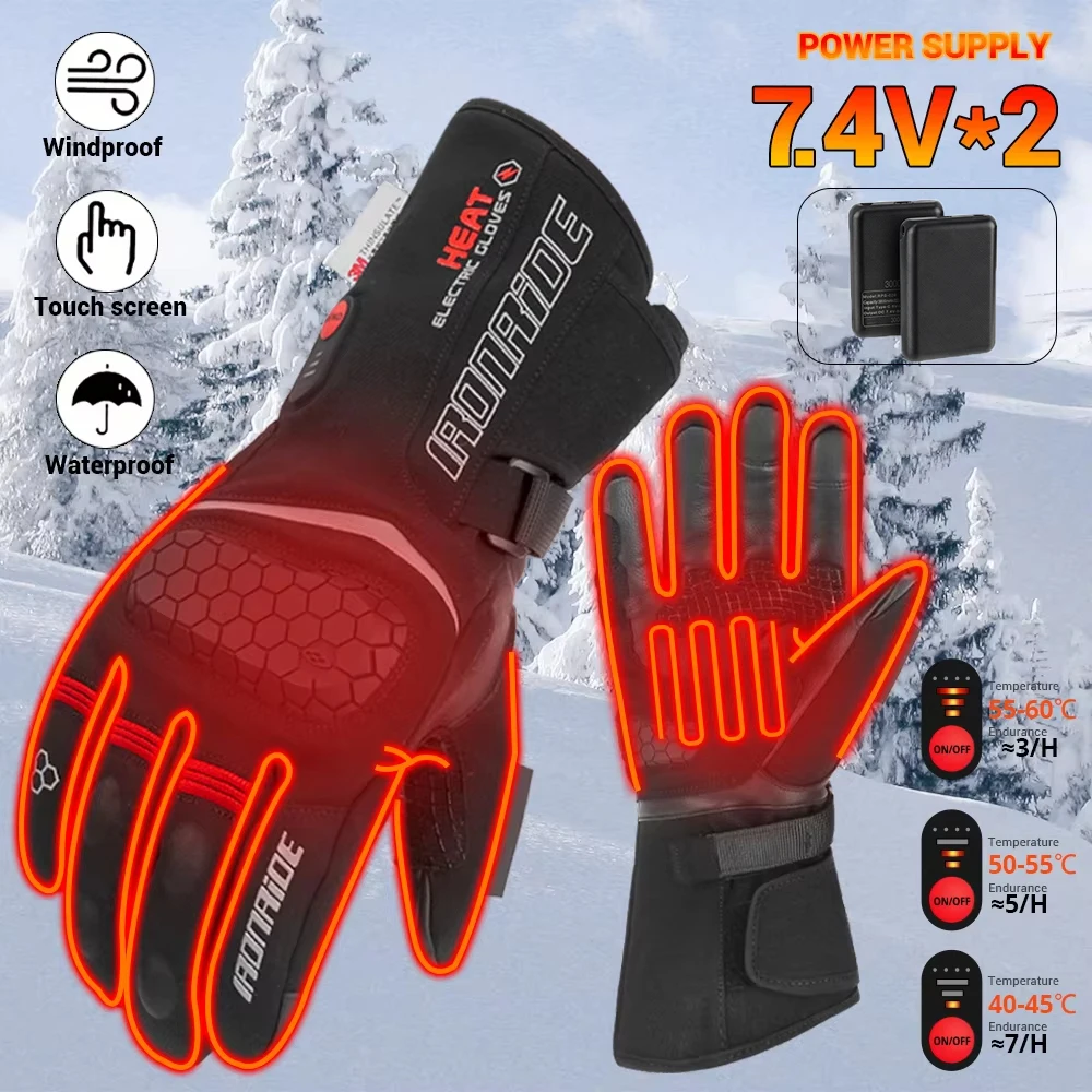 

HEROBIKER Motorcycle Heating Gloves Battery Powered Moto Gloves Winter Waterproof Riding Gloves Outdoor Keep Warm Moto Equipment