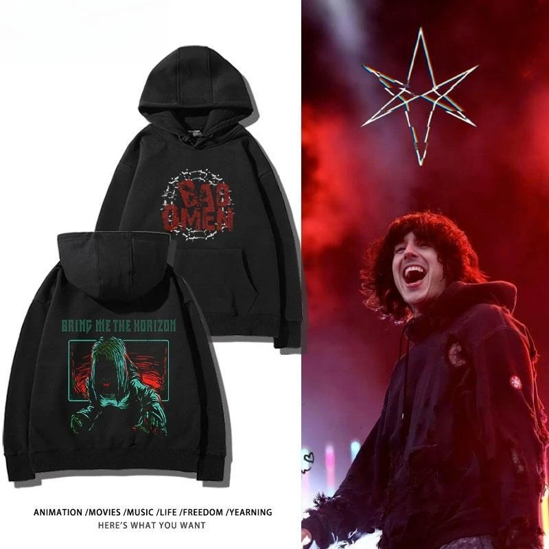 

Свитер с капюшоном Bring Me The Horizon для мальчиков и девочек, осенне-зимний топ с металлическим ветром в стиле рок, повседневная индивидуальная одежда, повседневная толстовка с капюшоном