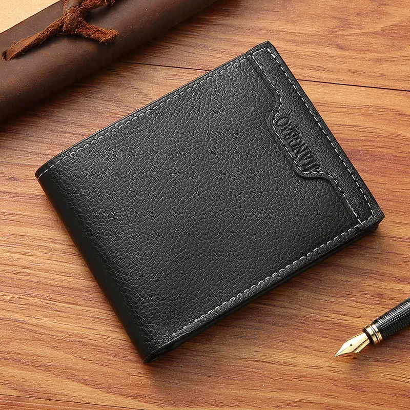 Vintage Men Leather Wallet Short Slim Male Purses Money Credit Card Holders Men Wallet Money Bag