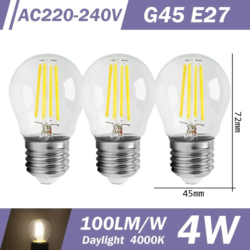 3pcs Retro Led Light Bulb E27 B22 E14 C35 A60 ST64 AC220-240V Edison Filament Bulb Vintage Warm Glass Lamp Lighting Indoor Light, image 23