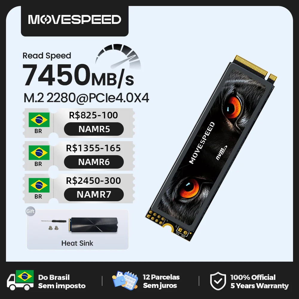 Foto detalhada de Movespeed 7450 mb/s ssd nvme m.2 2280 4tb 2tb 1tb para bancada de manutencao B2B