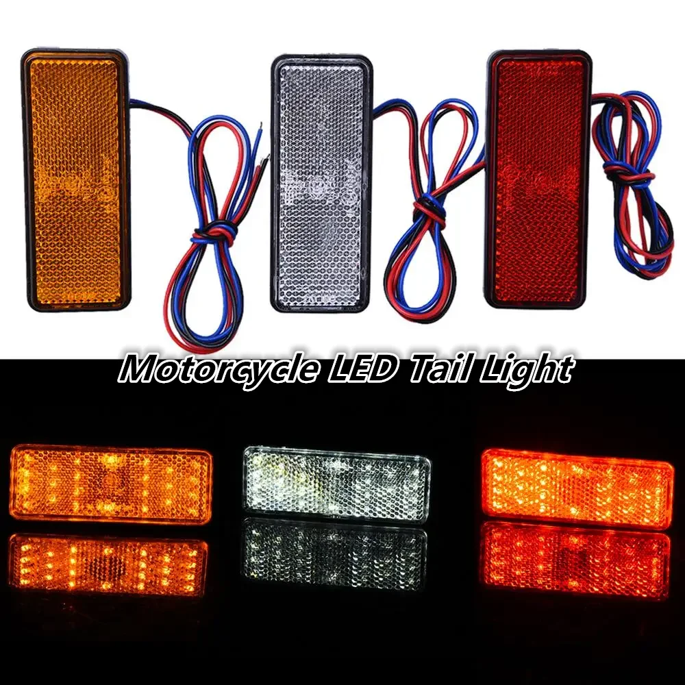 12V Universal LED Light Rectangle Reflectors Truck Side Warning Lights White Red Yellow Rear Stop Light For Truck Motorcycle Car