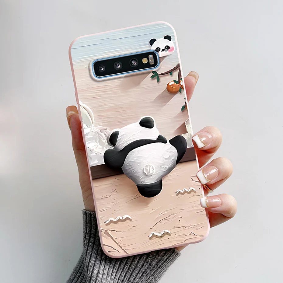 Case For Samsung Galaxy S10 S 10 Plus S10E Phone Cover Cute Rabbit Panda Painted Soft TPU Coque For Samsung S10 S10+ S10E Funda