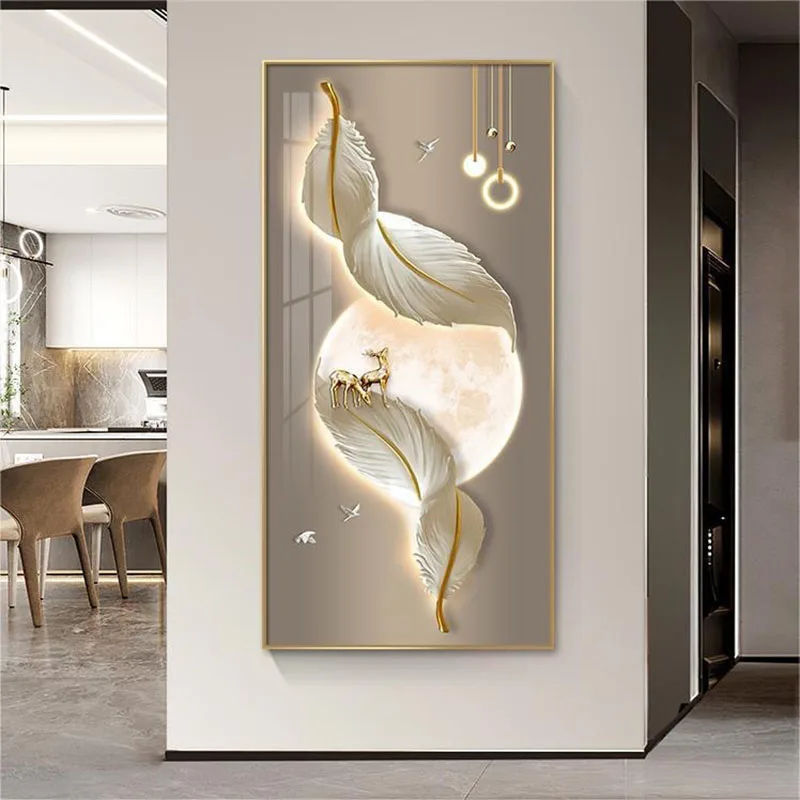 Wall Lamp For Indoor Decoration Living Room Corridor New Led Crystal Porcelain Restaurant Feather Home Decoration Wall Lamp