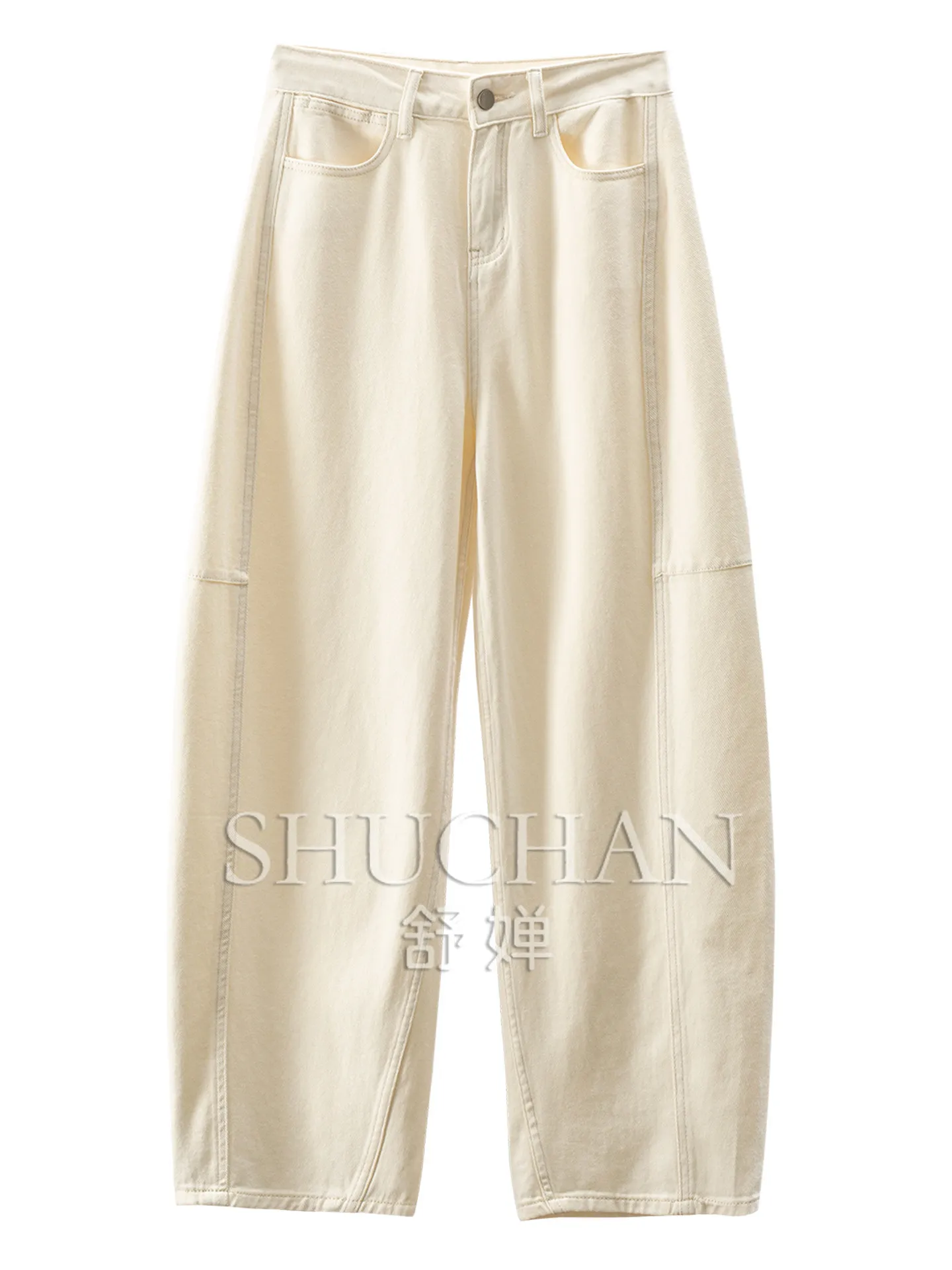 Foreign Trade Quality 100% Cotton Soft Drooping Wide-leg Banana Jeans Women's 79J1 Pantalones De Mujer