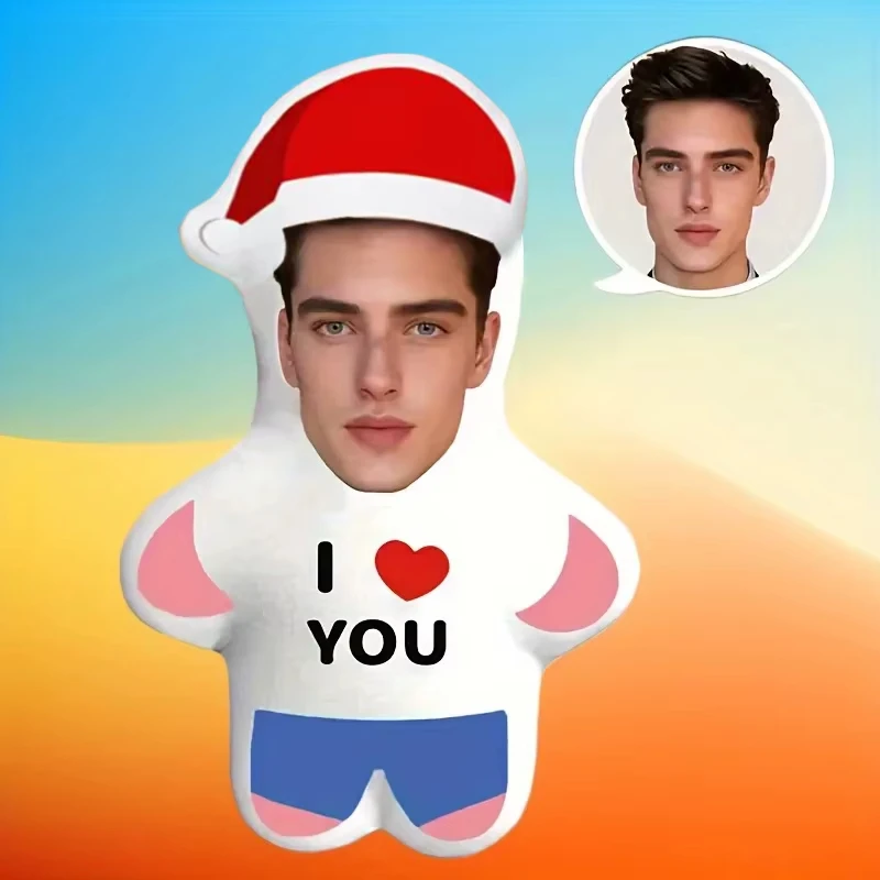 Christmas New Arrival Custom Mini Plush Doll I Love You Personalized Photo Pillow Soft Polyester Couple Gift