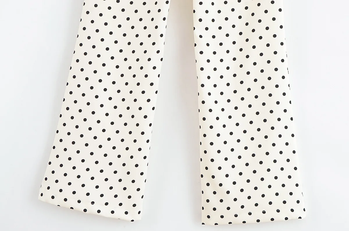 กางเกงขายาวทรงตรงลายจุดแฟชั่นลำลองใหม่สำหรับผู้หญิง ฤดูใบไม้ร่วง ปี 2025