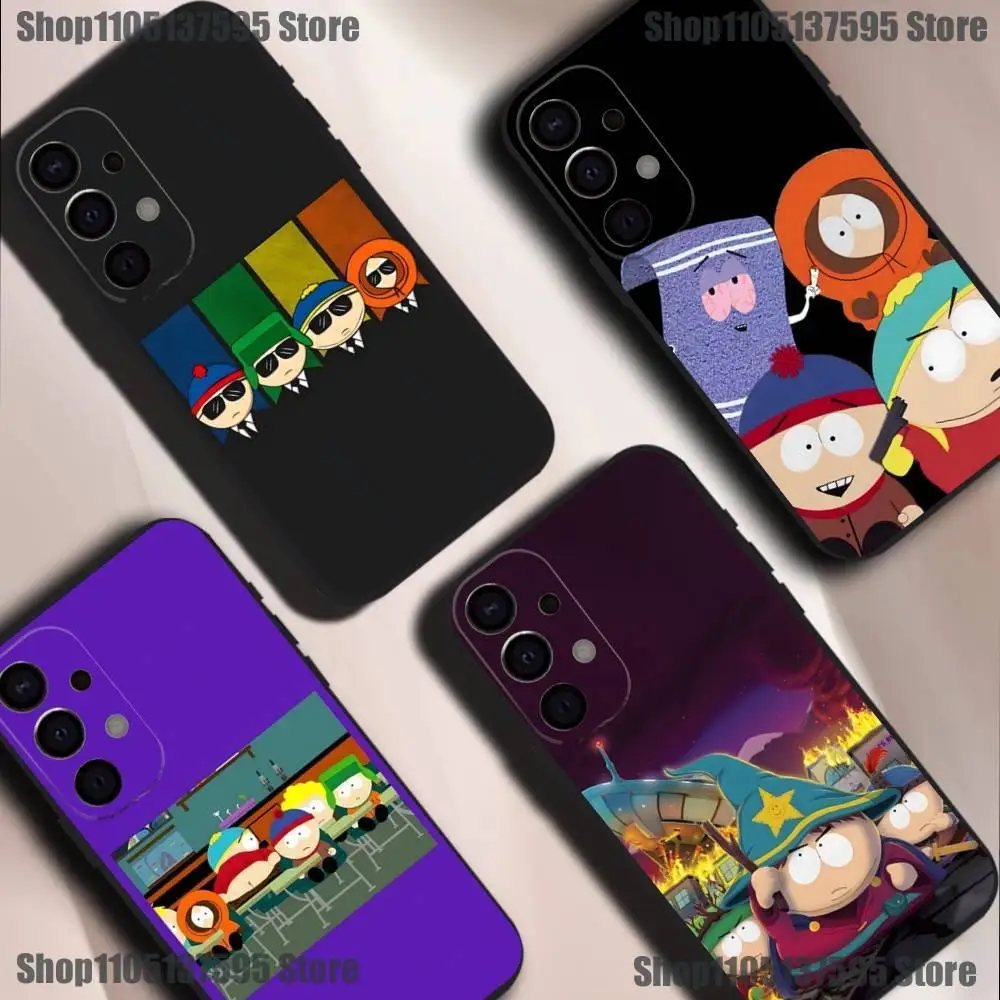 

Cartoon Funny S-South-P-Park Phone Case For Samsung S25,S24,S21,S22,S23,S30,Ultra,S20,Plus,Fe,Lite,5G Black Cover