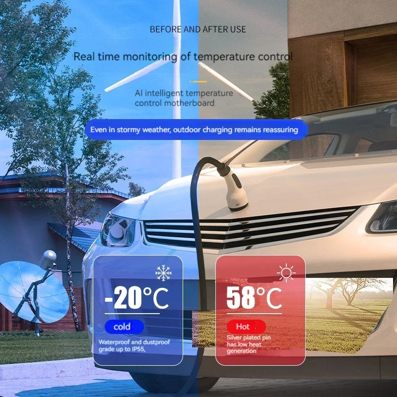 شاحن EV محمول لمركبة الطاقة الجديدة عالمي لمختلف المركبات الكهربائية 1.9KW 16A صندوق حائط للتحكم الحالي القابل للتعديل