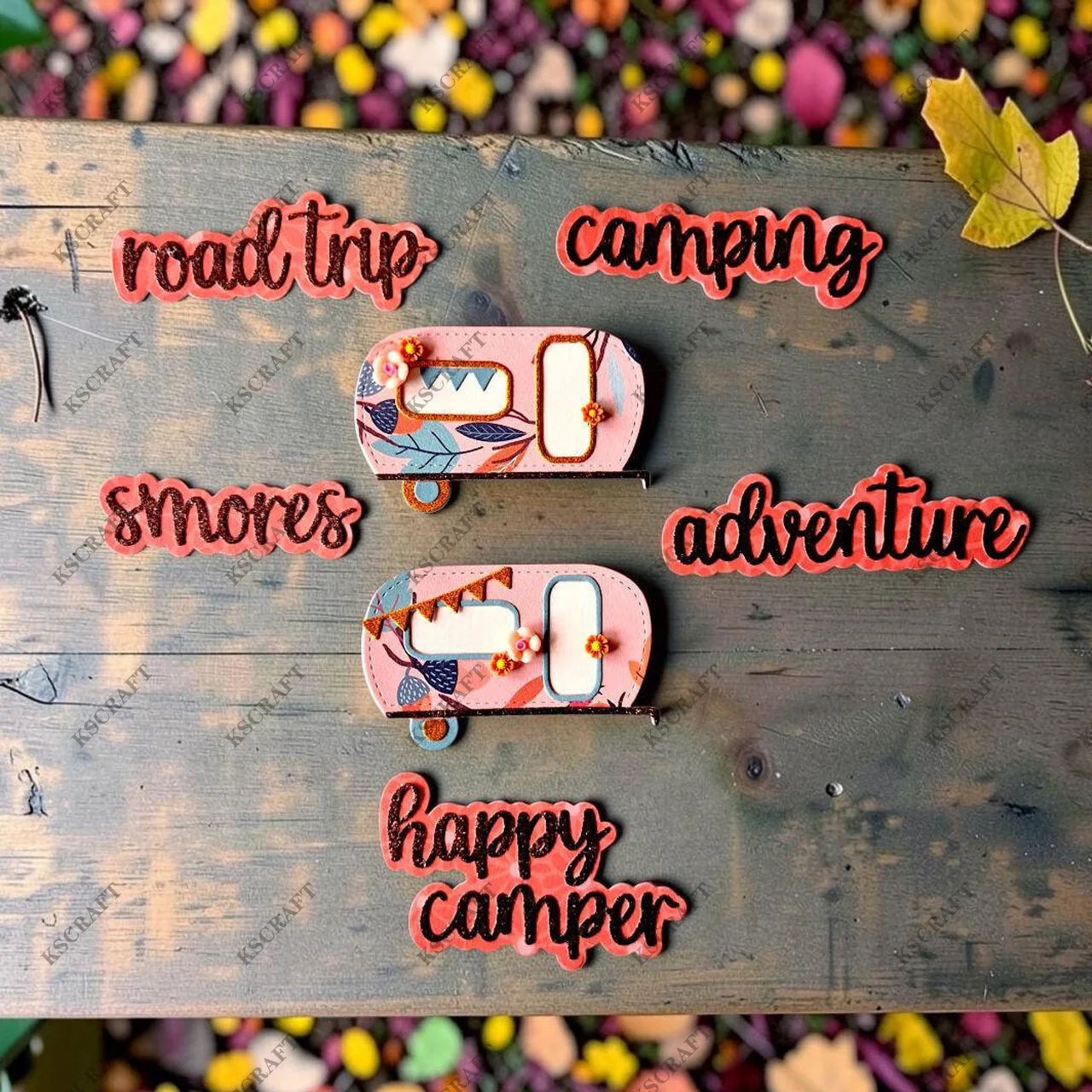 KSCRAFT Camping Words Cutting Dies Stencils for DIY Scrapbooking Decorative Embossing DIY Paper Cards