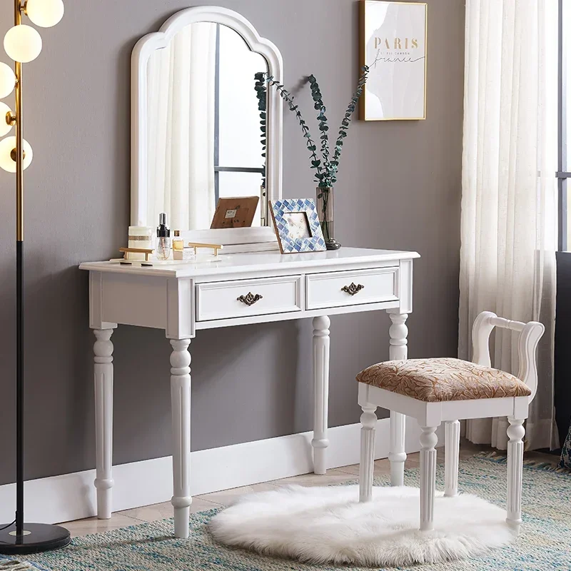 

Salon Storage Vanity Table Wooden Aesthetic Organizer Drawers Dresser Space Saving Beauty Entertainment Muebles Trendy Furniture