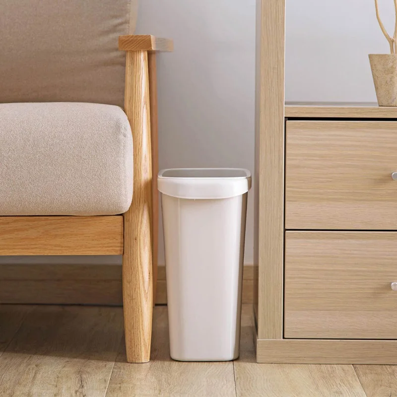 Bathroom Kitchen Trash Can Bedside Narrow Seam Waste Bin Space Saving Dustbin Garbage Bucket Plastic Recycling Bin Waste Basket