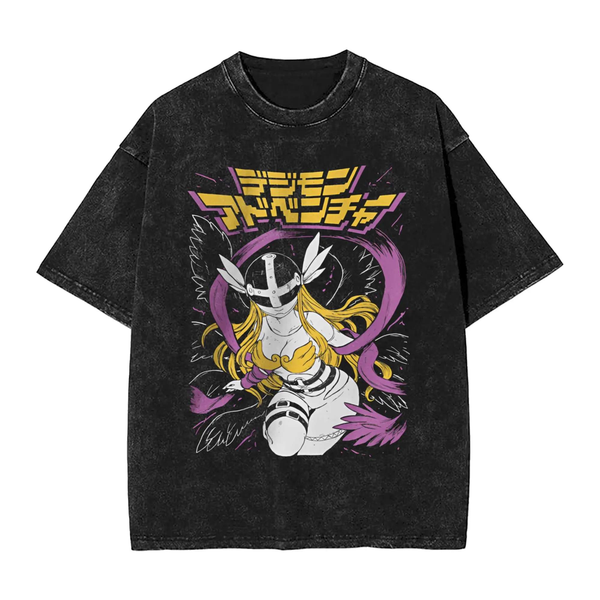Manga Digital Monster Digimon Graphic T Shirt Harajuku Washed Oversized T-Shirt Summer Short Sleeve Tees Men Women Clothing